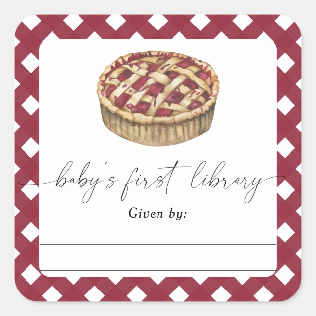 Sticker Carré Tarte aquarelle - plaque de Baby shower (Devant)