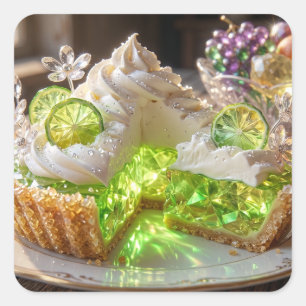 Sticker Carré Tarte au citron vert clé cristallin pétillant 