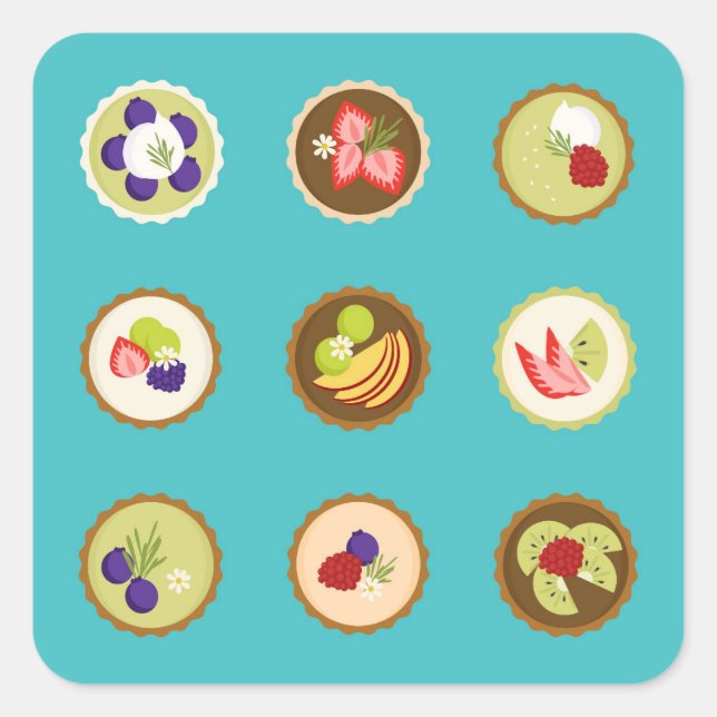 Sticker Carré Tartes aux fruits (Devant)