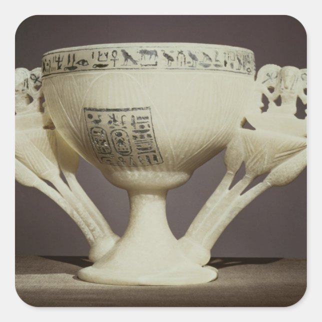 Sticker Carré Tasse à boire sous forme de lotus semi-ouvert (Devant)