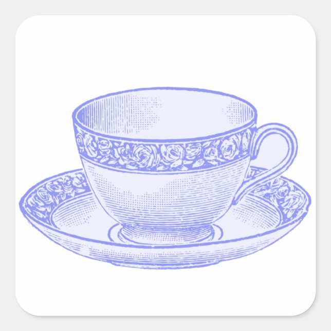 Sticker Carré Tasse à thé violette (Devant)