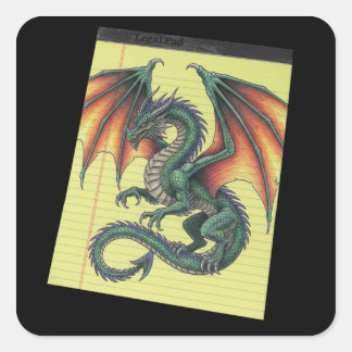 Sticker Carré Tasse avec dessin de dragon