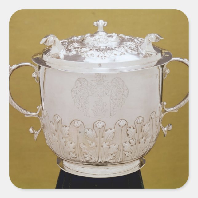 Sticker Carré Tasse et couvercle à deux mains, c.1695 (Devant)