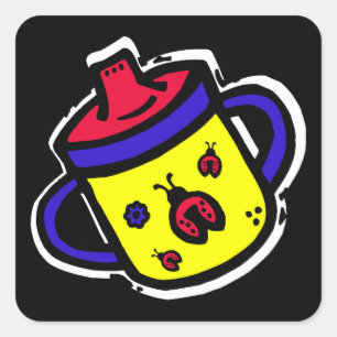 Sticker Carré tasse sippy de coccinelle