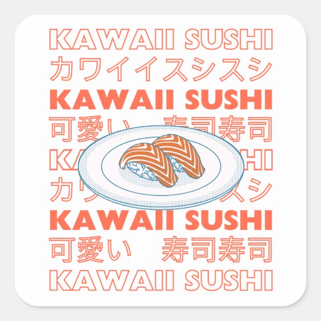 Sticker Carré Taste of Japan Text & Sushi (Devant)