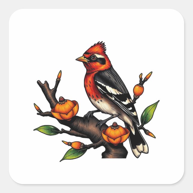 Sticker Carré Tatouage d'oiseau (Devant)