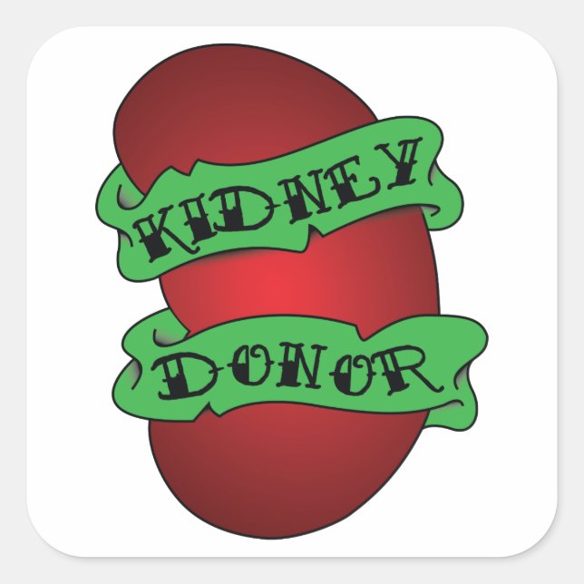 Sticker Carré Tatouage d'un donneur de rein vivant (Devant)