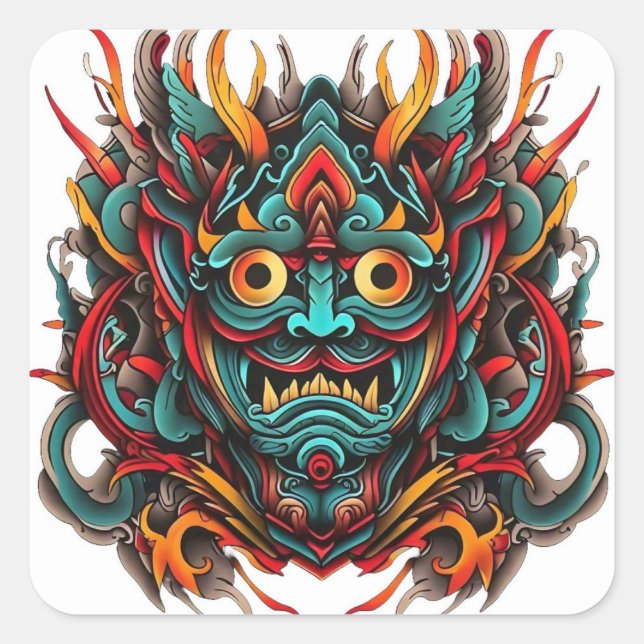 Sticker Carré tatouage Kanera (Devant)