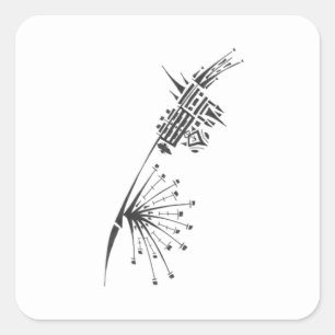 Sticker Carré Tatouage Tribal Abstrait Noir et Blanc à Roue