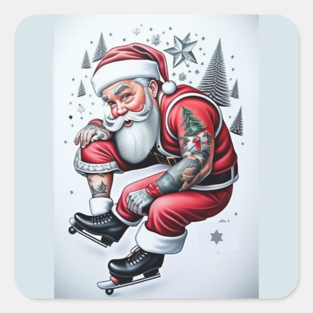 Sticker Carré Tattoo Santa Claus (Devant)