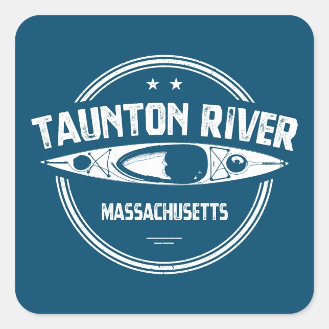 Sticker Carré Taunton River Massachusetts Kayak (Devant)