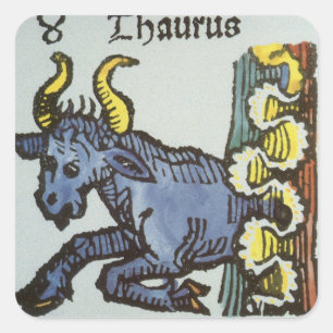 Sticker Carré Taurus le Taureau, Signes Vintages du Zodiaque