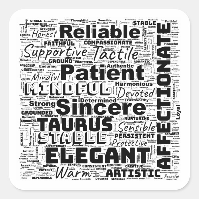 Sticker Carré Taurus Zodiac Mot Cloud Inspiration (Devant)