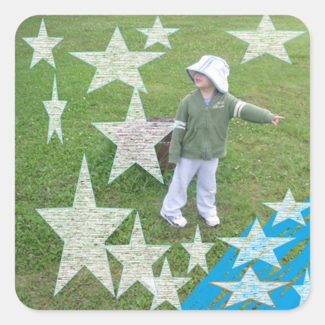 Sticker Carré TBA Little Boy Child Cute Play Park (Devant)