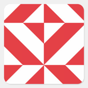 Sticker Carré Tchry Red Geometric Deco Cube Pattern