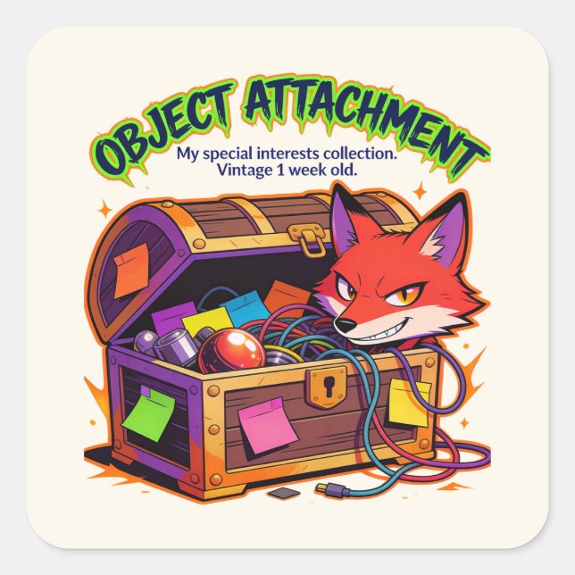 Sticker Carré TDAH Autisme TOC Attachement Objet Drôle (Devant)