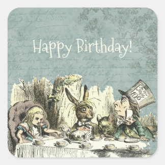 Sticker Carré Tea Party de vintage Wonderland