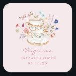 Sticker Carré Tea Party rose<br><div class="desc">Ajoutez une touche personnalisée à votre fête du thé de mariée avec notre Sticker Carré de la fête du thé de Fleur sauvage rose pâle. Dotés d'étonnantes flûtes d'aquarelle peintes à la main dans un violet profond, bleu poussiéreux et rose vif avec une végétation sauge, ces autocollants complètent magnifiquement les...</div>