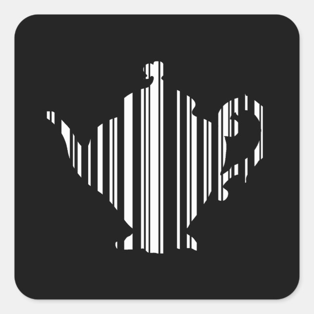 Sticker Carré TEA POT BAR CODE Teapot Code-barre Motif Design (Devant)