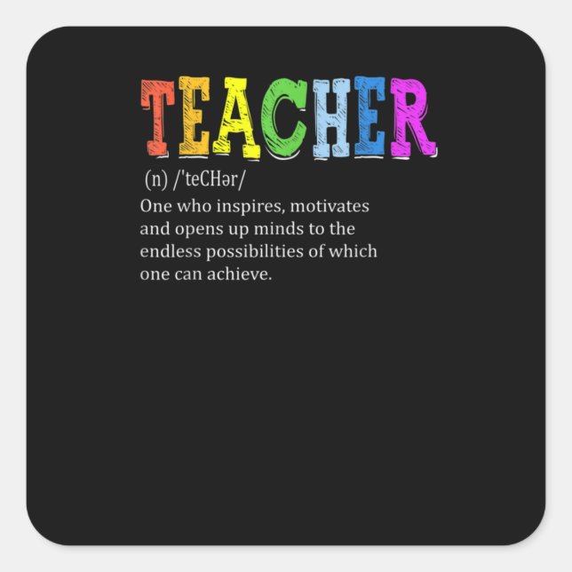 Sticker Carré Teacher Definition Teacher Appreciation (Devant)