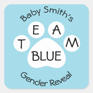 Sticker Carré Team Blue Empreinte de patte Gender Revela