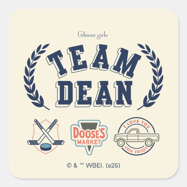Sticker Carré Team Dean Gilmore Girls Design (Devant)