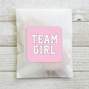 Sticker Carré Team Girl Pink Baby Genre Reveal Party