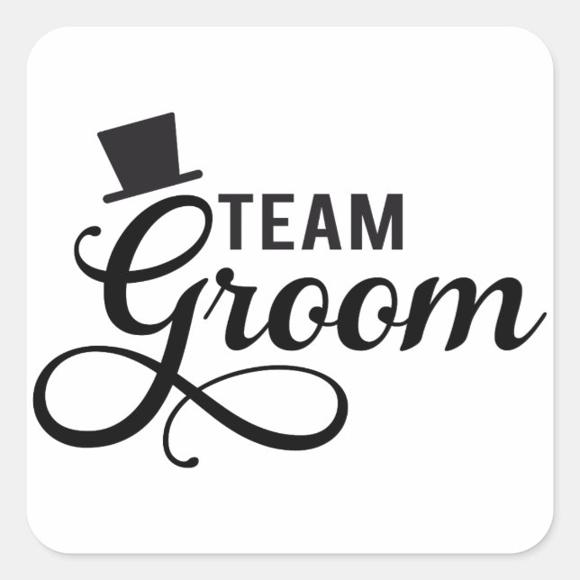 Sticker Carré Team Groom avec casquette, design de texte pour t- (Devant)