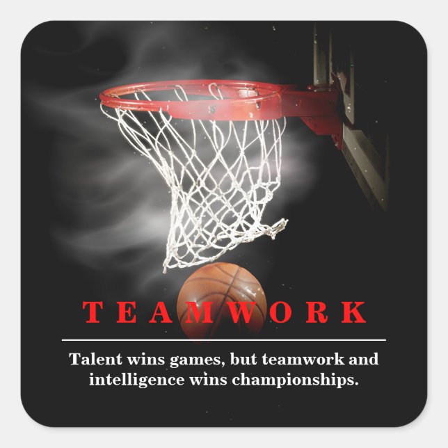 Sticker Carré Teamwork Basketball Motivational Inspirational (Devant)