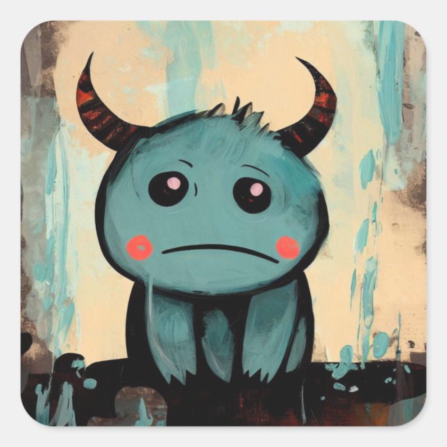 Sticker Carré Teardrops et Cornes (Devant)