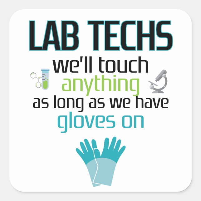 Sticker Carré Technicien de laboratoire Funny Laboratoire Semain (Devant)