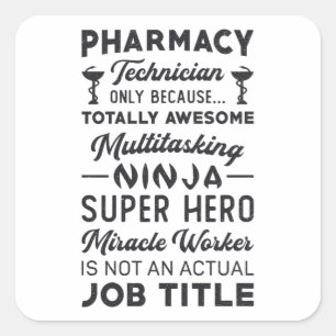 Sticker Carré Technicien en pharmacie Tech Hero Médecine Pharmac