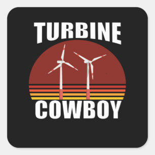 Sticker Carré Technicien en turbines éoliennes pour Turbine Tech
