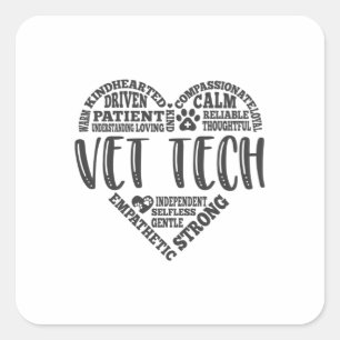 Sticker Carré Technicien vétérinaire, technicien vétérinaire, te