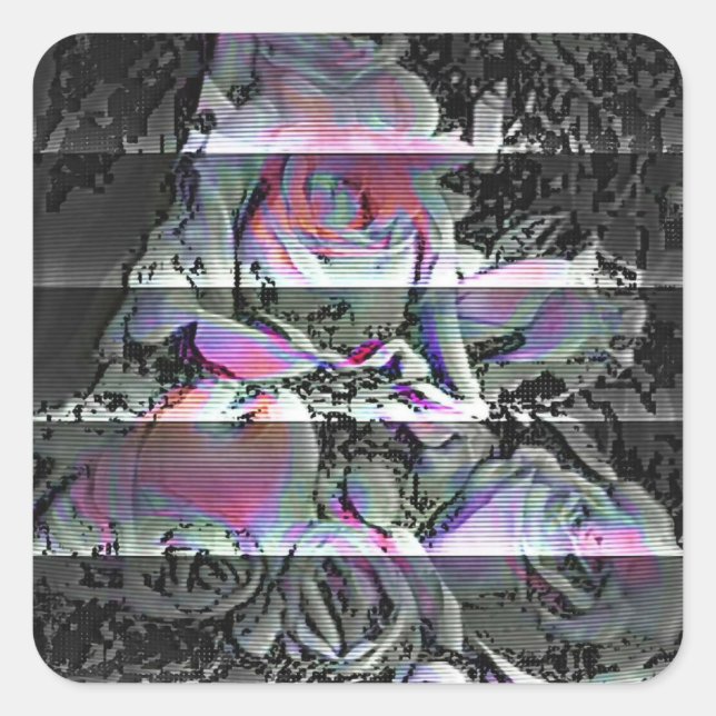 Sticker Carré Techno Bouquet (Devant)