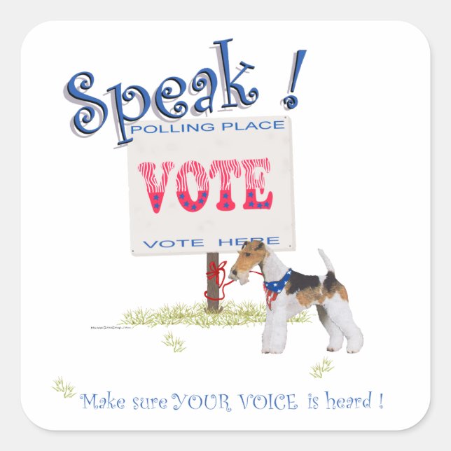 Sticker Carré Teckel à poil dur Voix de vote (Devant)