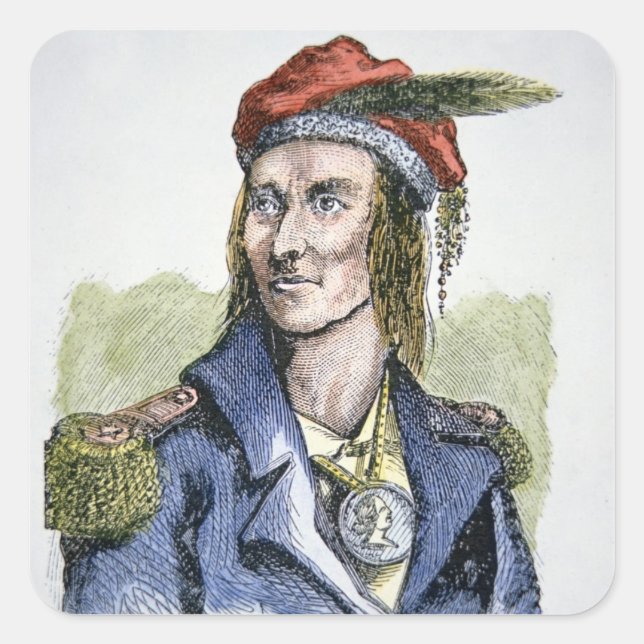 Sticker Carré Tecumseh (1768-1813) (gravure colorée) (Devant)