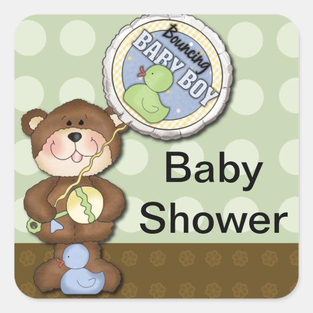 Sticker Carré Teddy Bear Boy Brown Green (Devant)