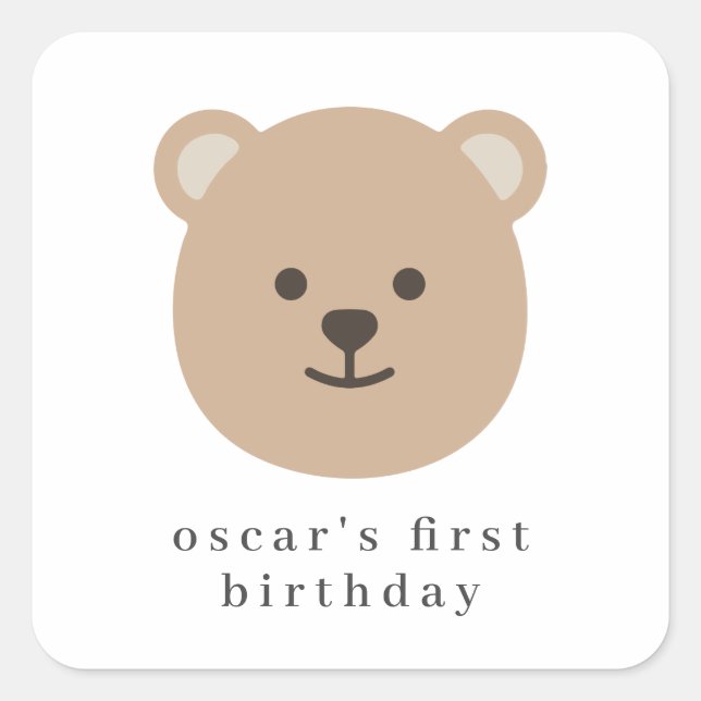 Sticker Carré Teddy Bear Face - Papier Napkin (Devant)