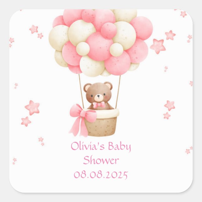 STICKER CARRÉ TEDDY BEAR PINK  (Devant)