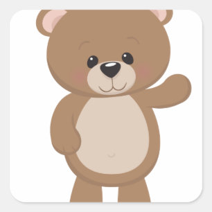 Sticker Carré Teddy Bear Waving