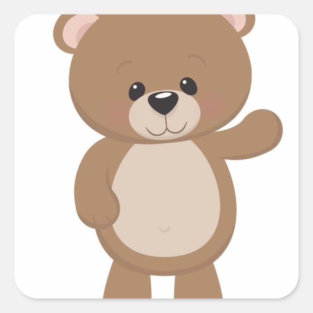Sticker Carré Teddy Bear Waving (Devant)