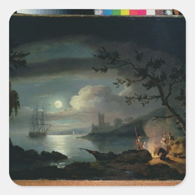 Sticker Carré Teignmouth par la lune (Devant)