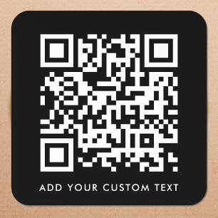 Sticker Carré Téléchargement du code QR Black Minimaliste Simp