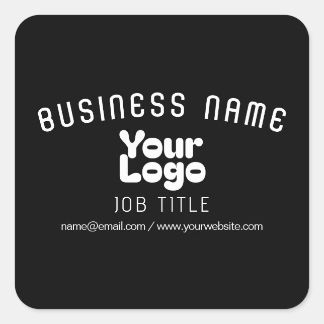 Sticker Carré Télécharger le logo | Noir et blanc (modifiable) (Devant)