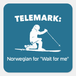 Sticker Carré Télémark : Norvégien Pour "Attendre Pour Moi"