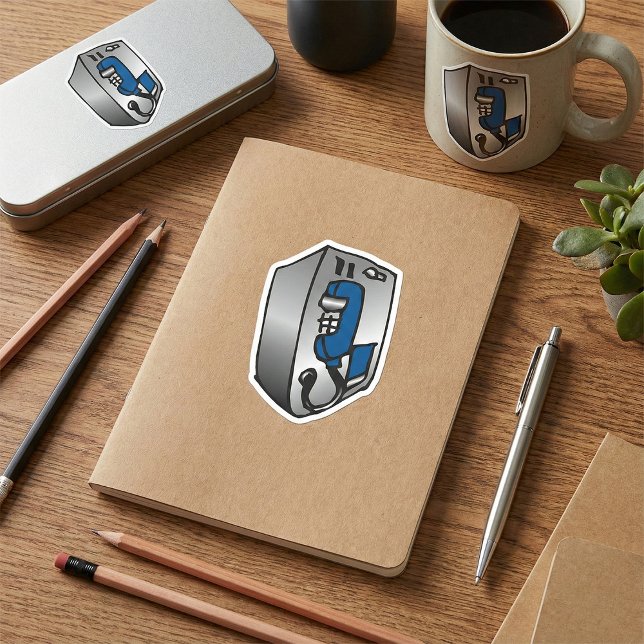 Sticker Carré Téléphone Payphone bleu (Créateur téléchargé)