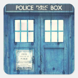 Sticker Carré Téléphone vintage Police Boîte d'appel publique