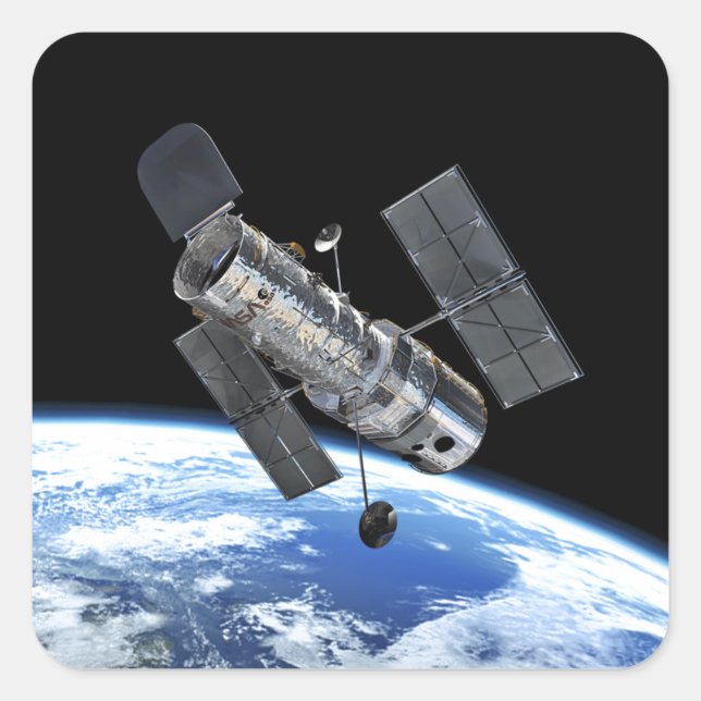 Sticker Carré Télescope spatial Hubble en orbite terrestre Photo (Devant)