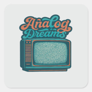 Sticker Carré 📺Télévision Rétro Art Vintage – Graphique "Rêves